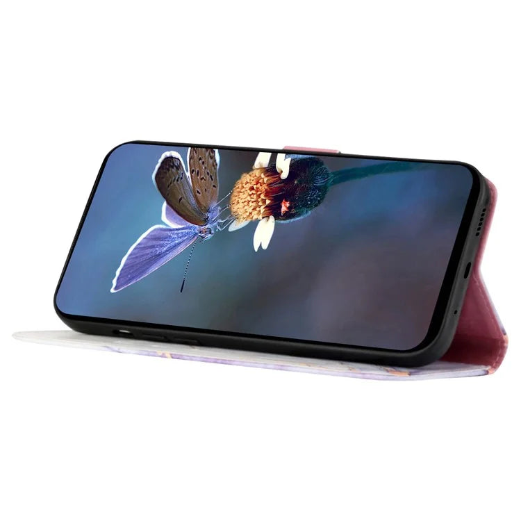 For Oppo Reno11 5G (Global) Phone Case YB Pattern Printing Leather Series-6 Marble Pattern Leather Wallet Case