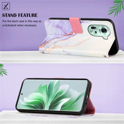 For Oppo Reno11 5G (Global) Phone Case YB Pattern Printing Leather Series-6 Marble Pattern Leather Wallet Case