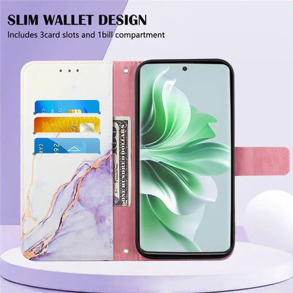 For Oppo Reno11 5G (Global) Phone Case YB Pattern Printing Leather Series-6 Marble Pattern Leather Wallet Case