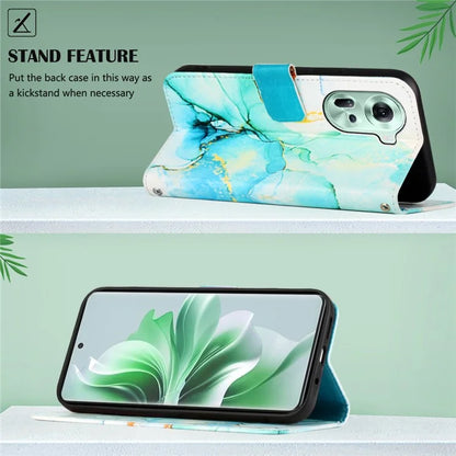 For Oppo Reno11 5G (Global) Phone Case YB Pattern Printing Leather Series-6 Marble Pattern Leather Wallet Case