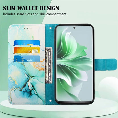 For Oppo Reno11 5G (Global) Phone Case YB Pattern Printing Leather Series-6 Marble Pattern Leather Wallet Case
