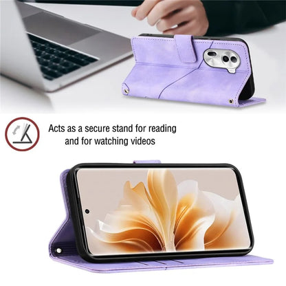 PT005 YB Imprinting Series-7 for Oppo Reno11 Pro 5G (Global) Case Skin-touch Leather Phone Cover with Crossbody Lanyard