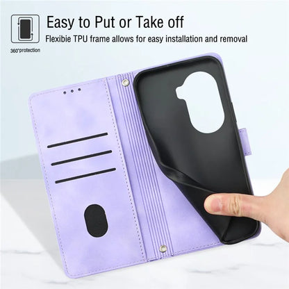 PT005 YB Imprinting Series-7 for Oppo Reno11 Pro 5G (Global) Case Skin-touch Leather Phone Cover with Crossbody Lanyard