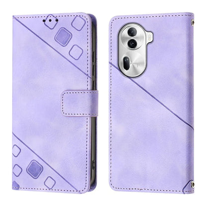 PT005 YB Imprinting Series-7 for Oppo Reno11 Pro 5G (Global) Case Skin-touch Leather Phone Cover with Crossbody Lanyard