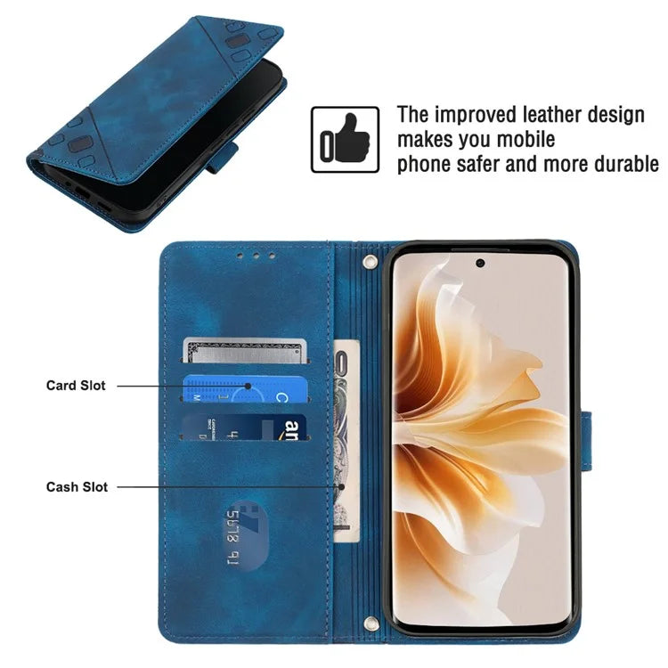 PT005 YB Imprinting Series-7 for Oppo Reno11 Pro 5G (Global) Case Skin-touch Leather Phone Cover with Crossbody Lanyard