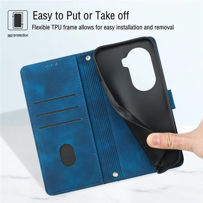 PT005 YB Imprinting Series-7 for Oppo Reno11 Pro 5G (Global) Case Skin-touch Leather Phone Cover with Crossbody Lanyard