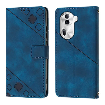 PT005 YB Imprinting Series-7 for Oppo Reno11 Pro 5G (Global) Case Skin-touch Leather Phone Cover with Crossbody Lanyard