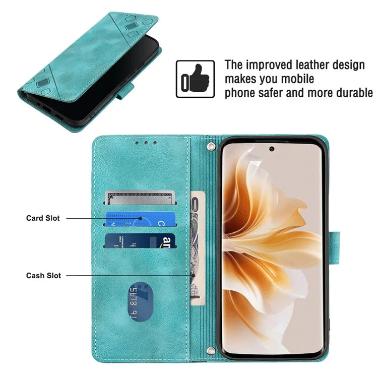 PT005 YB Imprinting Series-7 for Oppo Reno11 Pro 5G (Global) Case Skin-touch Leather Phone Cover with Crossbody Lanyard