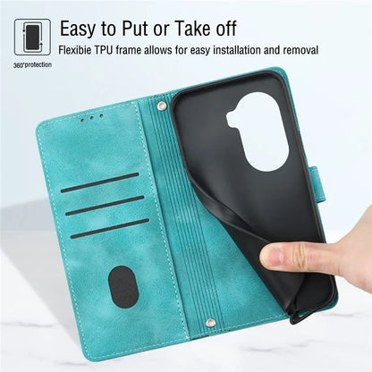 PT005 YB Imprinting Series-7 for Oppo Reno11 Pro 5G (Global) Case Skin-touch Leather Phone Cover with Crossbody Lanyard