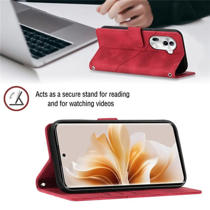 PT005 YB Imprinting Series-7 for Oppo Reno11 Pro 5G (Global) Case Skin-touch Leather Phone Cover with Crossbody Lanyard