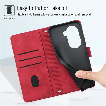 PT005 YB Imprinting Series-7 for Oppo Reno11 Pro 5G (Global) Case Skin-touch Leather Phone Cover with Crossbody Lanyard