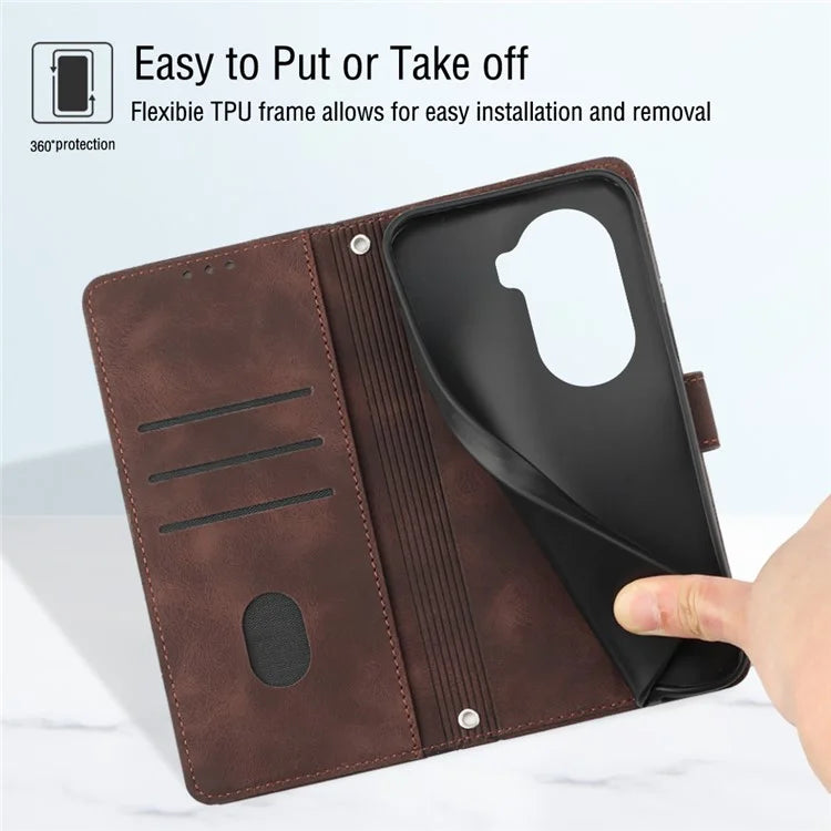 PT005 YB Imprinting Series-7 for Oppo Reno11 Pro 5G (Global) Case Skin-touch Leather Phone Cover with Crossbody Lanyard