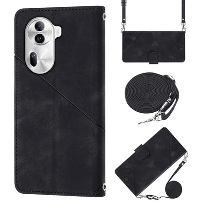 PT005 YB Imprinting Series-7 for Oppo Reno11 Pro 5G (Global) Case Skin-touch Leather Phone Cover with Crossbody Lanyard
