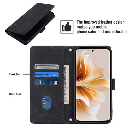 PT005 YB Imprinting Series-7 for Oppo Reno11 Pro 5G (Global) Case Skin-touch Leather Phone Cover with Crossbody Lanyard