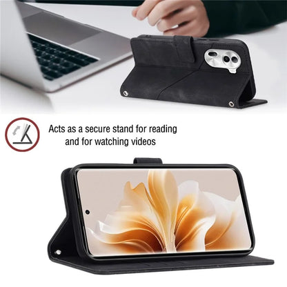 PT005 YB Imprinting Series-7 for Oppo Reno11 Pro 5G (Global) Case Skin-touch Leather Phone Cover with Crossbody Lanyard