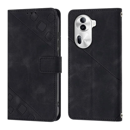 PT005 YB Imprinting Series-7 for Oppo Reno11 Pro 5G (Global) Case Skin-touch Leather Phone Cover with Crossbody Lanyard