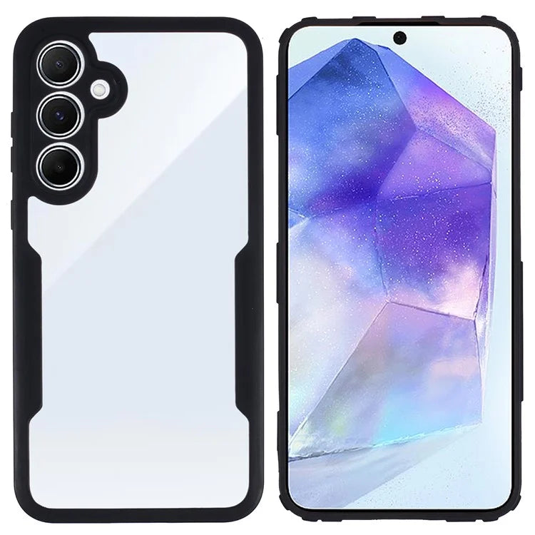 For Samsung Galaxy A55 5G Clear Case Acrylic+TPU Anti-drop Phone Cover with PET Screen Protector