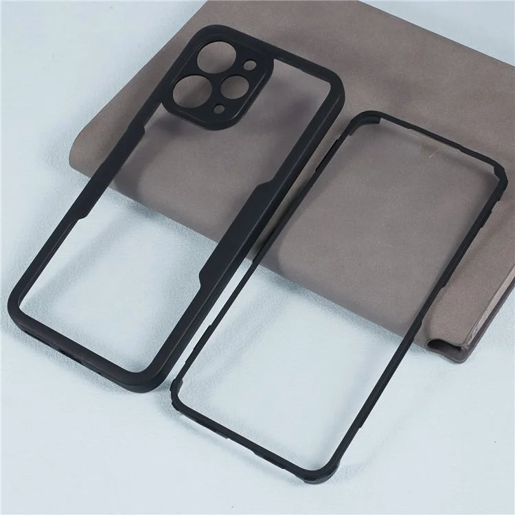 For Xiaomi Redmi 12 4G Protective Case Anti-Drop Acrylic + TPU Phone Cover, Black