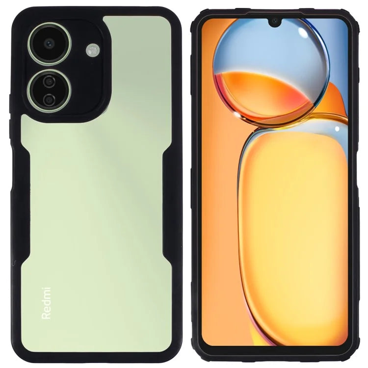 For Xiaomi Redmi 13C 4G / Poco C65 4G Case Acrylic + TPU Transparent Phone Cover with PET Film