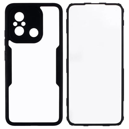 For Xiaomi Redmi 12C 4G Clear Phone Case Acrylic+TPU+PET Screen Protector Full Protection Cover