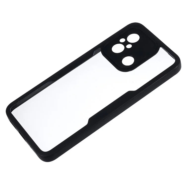 For Xiaomi Redmi 12C 4G Clear Phone Case Acrylic+TPU+PET Screen Protector Full Protection Cover