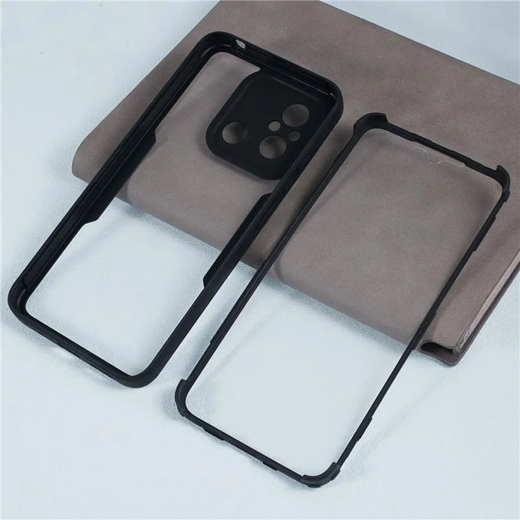 For Xiaomi Redmi 12C 4G Clear Phone Case Acrylic+TPU+PET Screen Protector Full Protection Cover