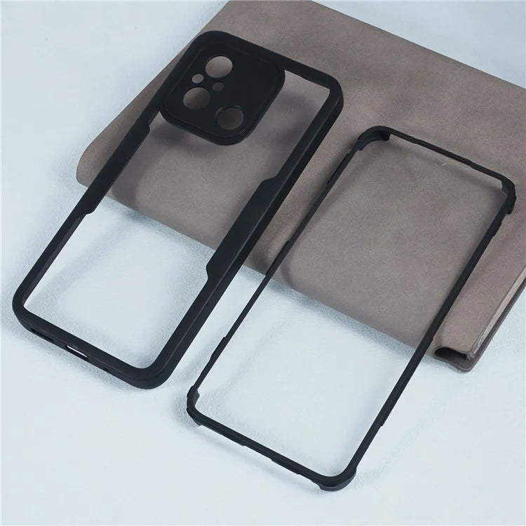 For Xiaomi Redmi 12C 4G Clear Phone Case Acrylic+TPU+PET Screen Protector Full Protection Cover