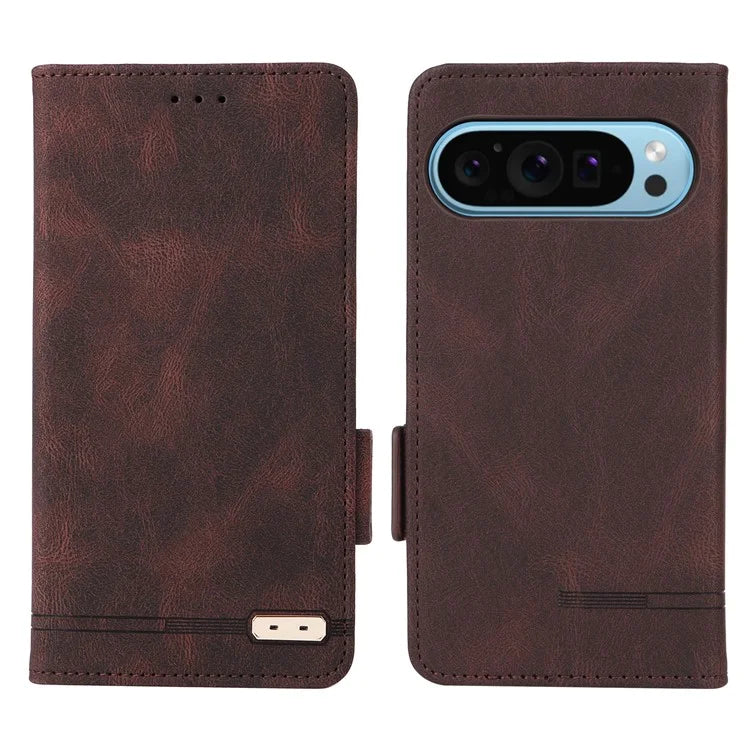 For Google Pixel 9 Shockproof Case Wallet Hardware Decor PU Leather Phone Cover
