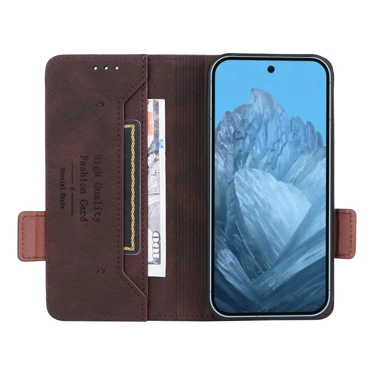 For Google Pixel 9 Shockproof Case Wallet Hardware Decor PU Leather Phone Cover