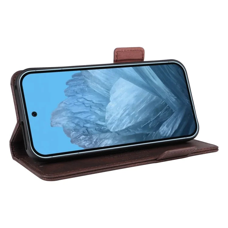 For Google Pixel 9 Shockproof Case Wallet Hardware Decor PU Leather Phone Cover
