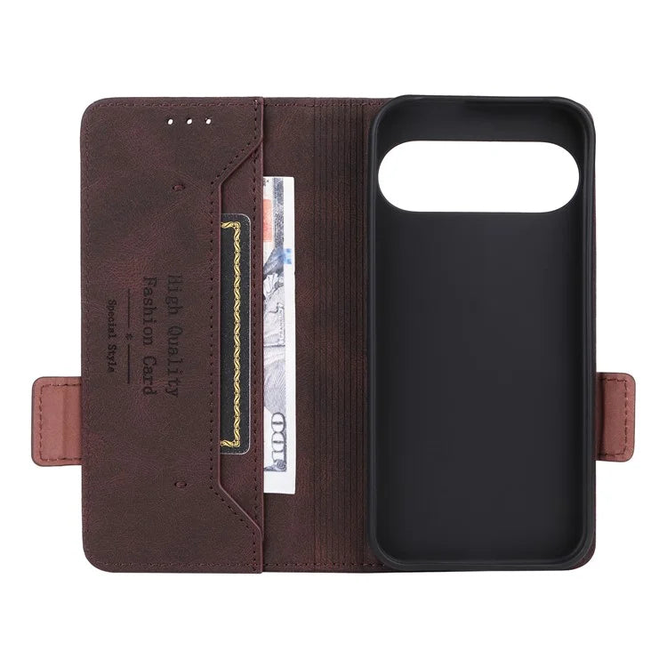 For Google Pixel 9 Shockproof Case Wallet Hardware Decor PU Leather Phone Cover