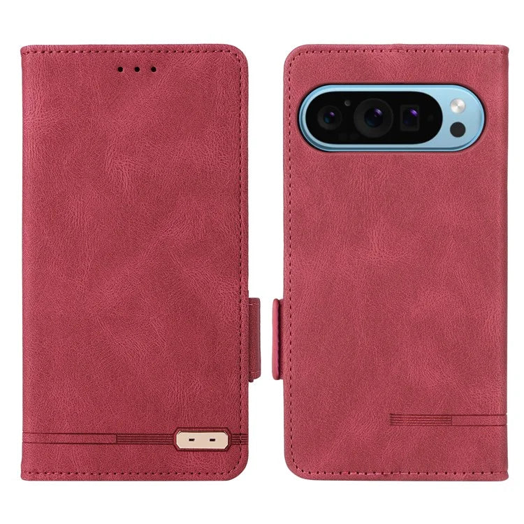 For Google Pixel 9 Shockproof Case Wallet Hardware Decor PU Leather Phone Cover