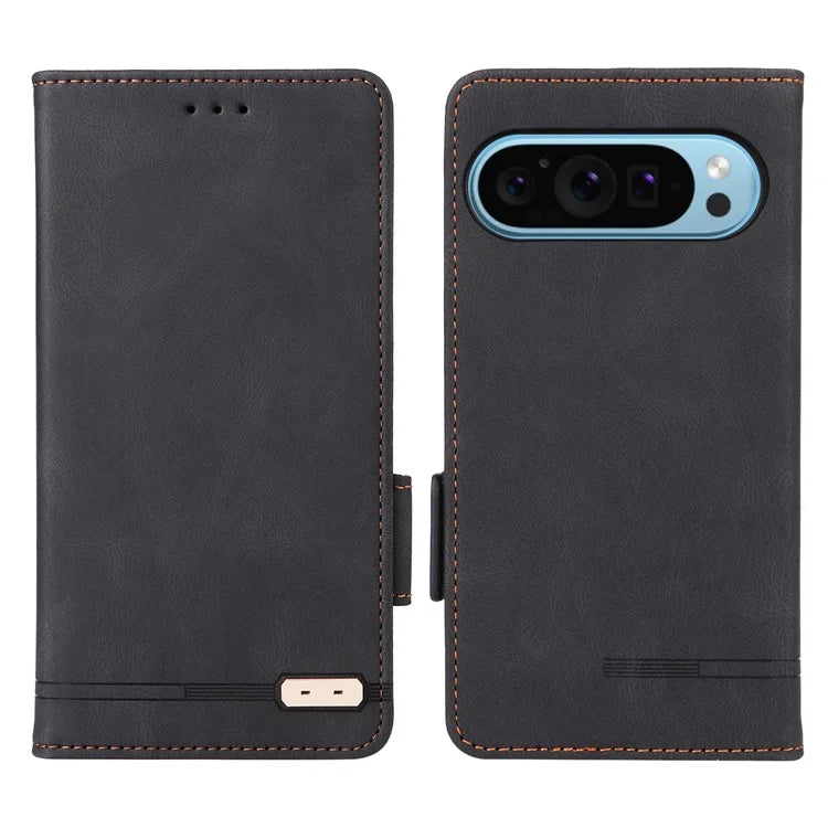 For Google Pixel 9 Shockproof Case Wallet Hardware Decor PU Leather Phone Cover