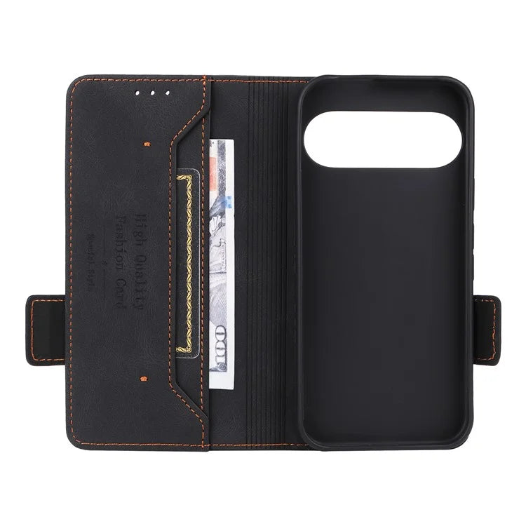 For Google Pixel 9 Shockproof Case Wallet Hardware Decor PU Leather Phone Cover