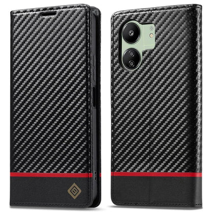 LC.IMEEKE For Xiaomi Redmi 13C 4G / Poco C65 4G Wallet Case PU Leather Carbon Fiber Texture Phone Cover