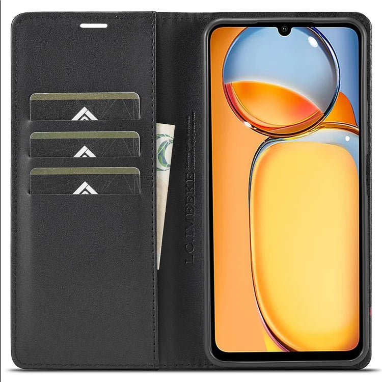 LC.IMEEKE For Xiaomi Redmi 13C 4G / Poco C65 4G Wallet Case PU Leather Carbon Fiber Texture Phone Cover
