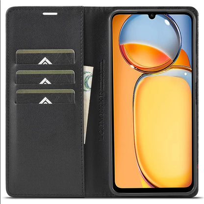 LC.IMEEKE For Xiaomi Redmi 13C 4G / Poco C65 4G Wallet Case PU Leather Carbon Fiber Texture Phone Cover