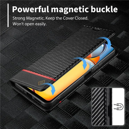 LC.IMEEKE For Xiaomi Redmi 13C 4G / Poco C65 4G Wallet Case PU Leather Carbon Fiber Texture Phone Cover