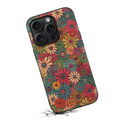 For iPhone 14 Pro Max Case Flower Pattern TPU+Hard PC+Leather Phone Cover