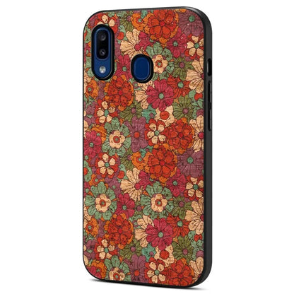 For Samsung Galaxy A20 / A30 Case PU Leather Back Phone Shell with Floral Pattern