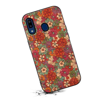 For Samsung Galaxy A20 / A30 Case PU Leather Back Phone Shell with Floral Pattern