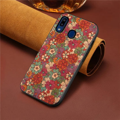 For Samsung Galaxy A20 / A30 Case PU Leather Back Phone Shell with Floral Pattern