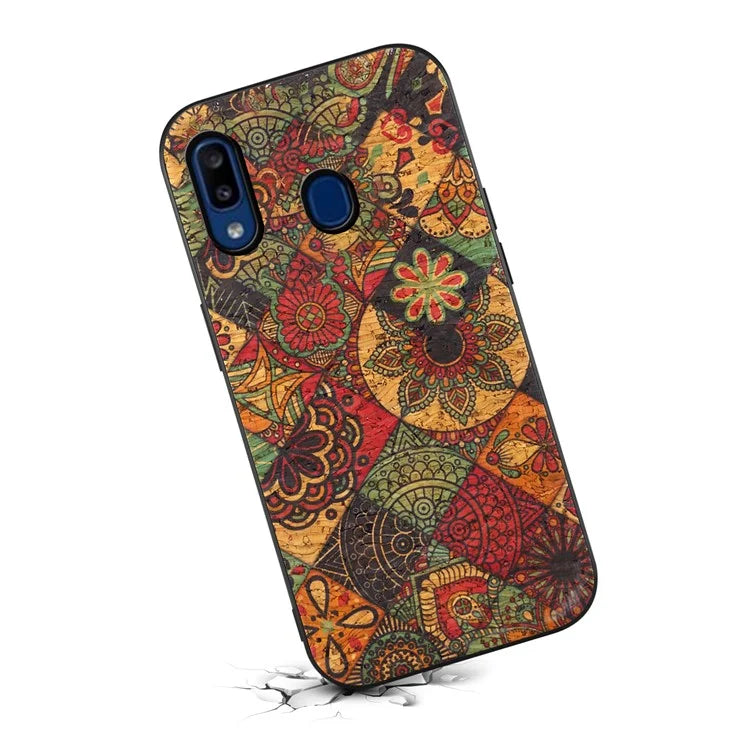 For Samsung Galaxy A20 / A30 Case PU Leather Back Phone Shell with Floral Pattern