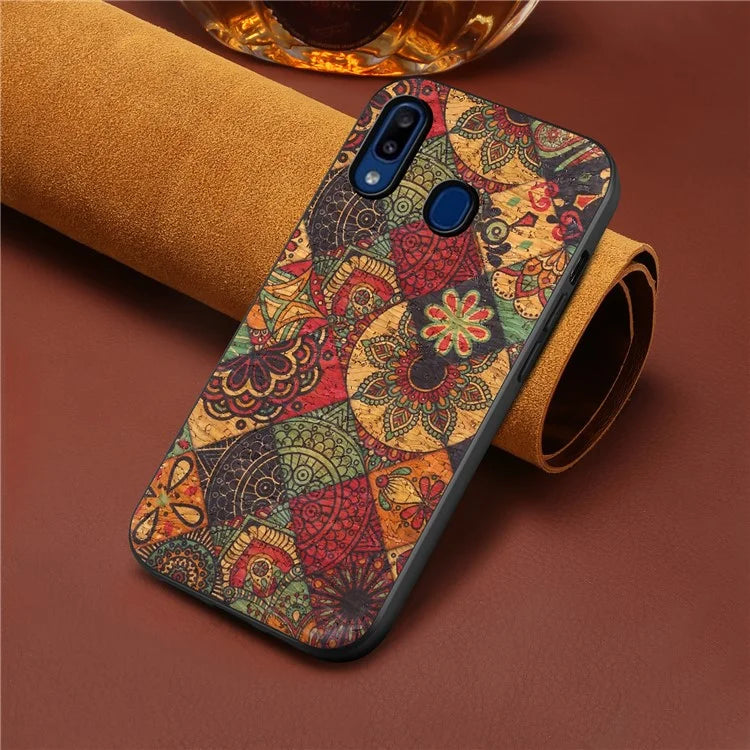 For Samsung Galaxy A20 / A30 Case PU Leather Back Phone Shell with Floral Pattern