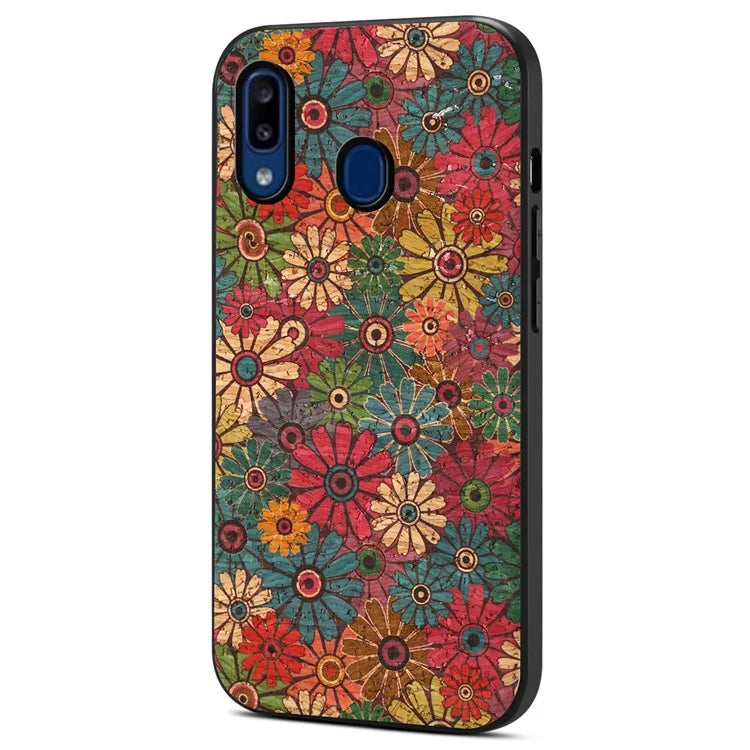 For Samsung Galaxy A20 / A30 Case PU Leather Back Phone Shell with Floral Pattern