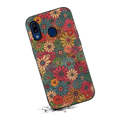 For Samsung Galaxy A20 / A30 Case PU Leather Back Phone Shell with Floral Pattern