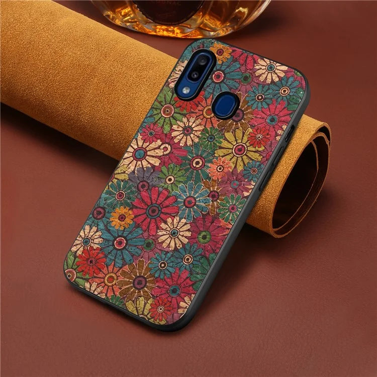 For Samsung Galaxy A20 / A30 Case PU Leather Back Phone Shell with Floral Pattern