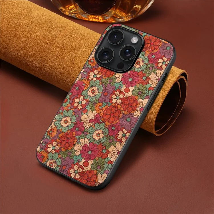 For iPhone 13 Pro 6.1 inch Cell Phone Cases PU Leather Flower Pattern Drop-proof Cover