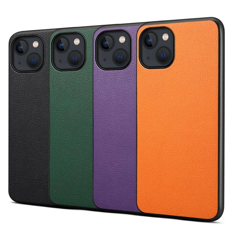For iPhone 13 Case PU Leather Calf Texture Cell Phone Back Cover