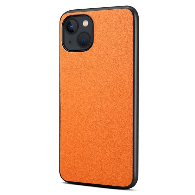 For iPhone 13 Case PU Leather Calf Texture Cell Phone Back Cover